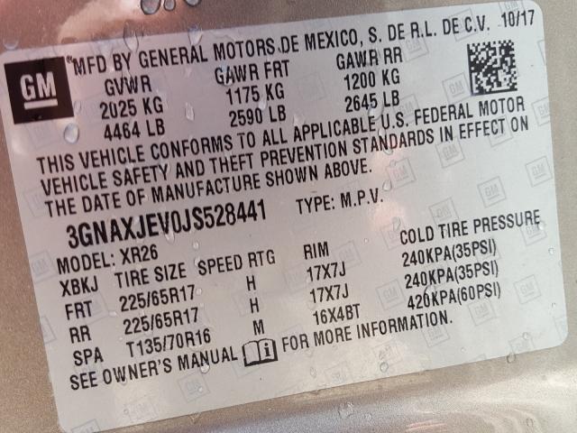 Photo 9 VIN: 3GNAXJEV0JS528441 - CHEVROLET EQUINOX 