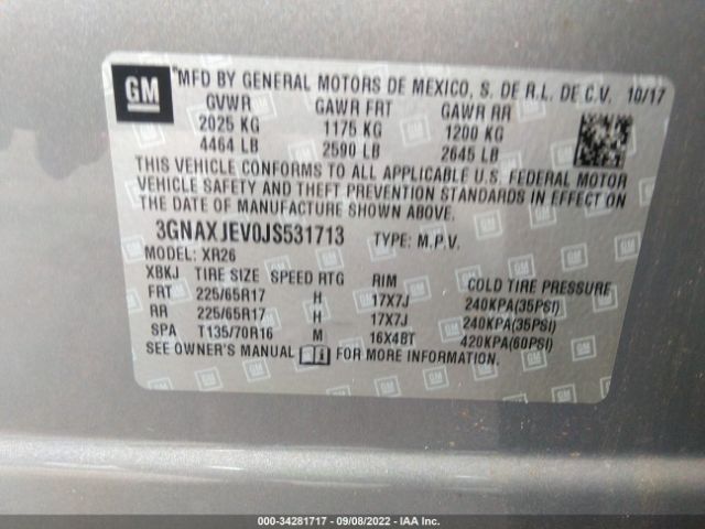 Photo 8 VIN: 3GNAXJEV0JS531713 - CHEVROLET EQUINOX 