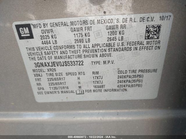 Photo 8 VIN: 3GNAXJEV0JS533722 - CHEVROLET EQUINOX 