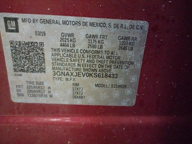 Photo 12 VIN: 3GNAXJEV0KS618433 - CHEVROLET EQUINOX LT 