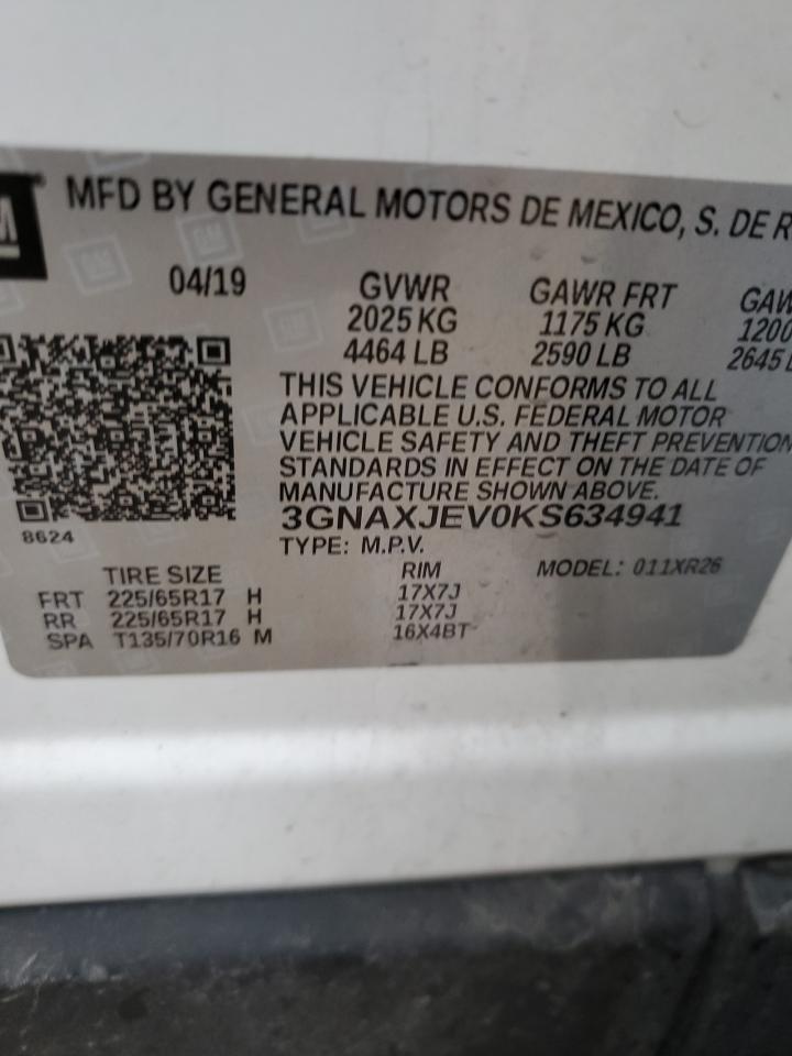 Photo 12 VIN: 3GNAXJEV0KS634941 - CHEVROLET EQUINOX 