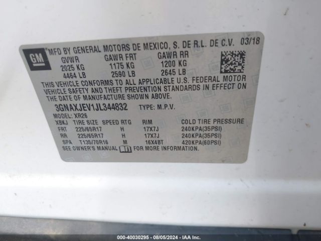 Photo 8 VIN: 3GNAXJEV1JL344832 - CHEVROLET EQUINOX 