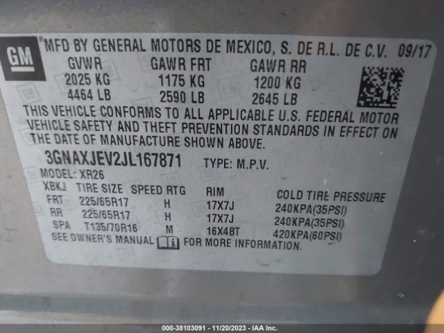 Photo 8 VIN: 3GNAXJEV2JL167871 - CHEVROLET EQUINOX 