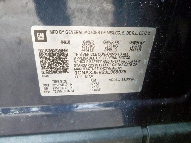 Photo 9 VIN: 3GNAXJEV2JL368038 - CHEVROLET EQUINOX LT 