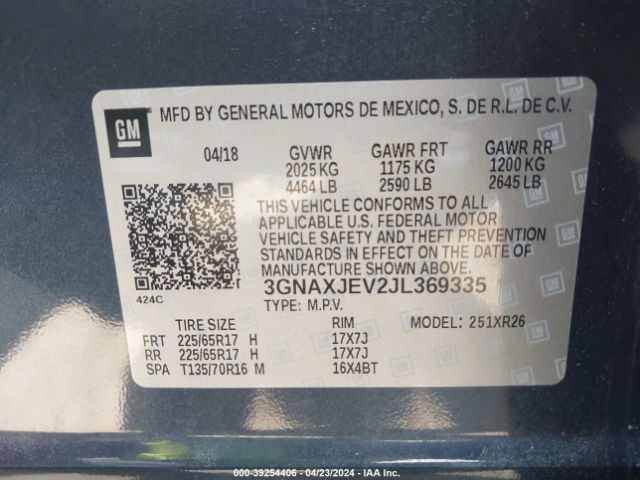 Photo 8 VIN: 3GNAXJEV2JL369335 - CHEVROLET EQUINOX 