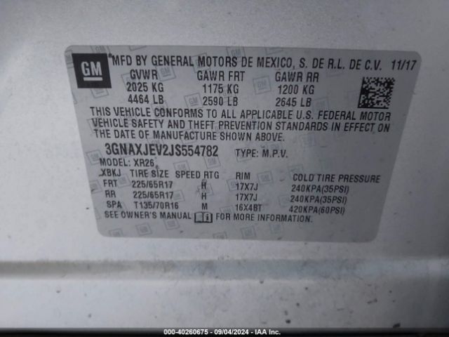 Photo 8 VIN: 3GNAXJEV2JS554782 - CHEVROLET EQUINOX 