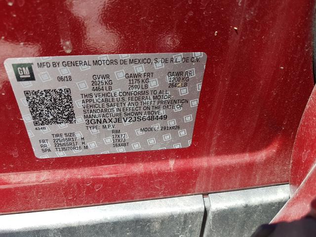 Photo 9 VIN: 3GNAXJEV2JS648449 - CHEVROLET EQUINOX LT 