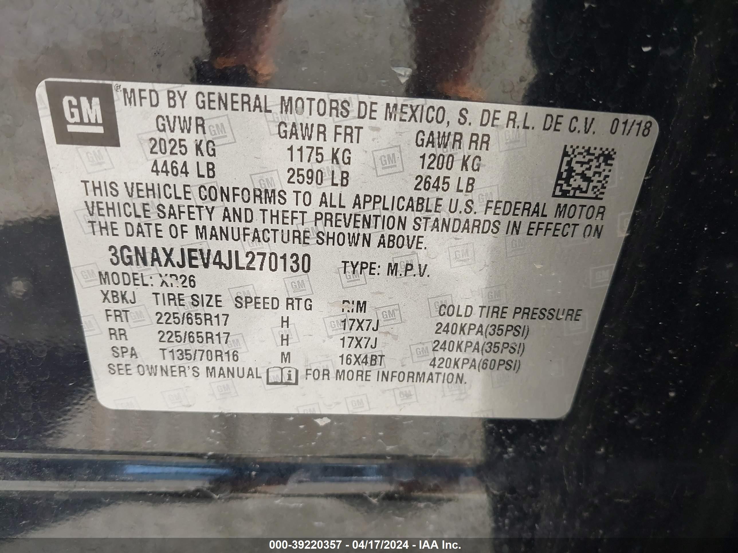 Photo 8 VIN: 3GNAXJEV4JL270130 - CHEVROLET EQUINOX 