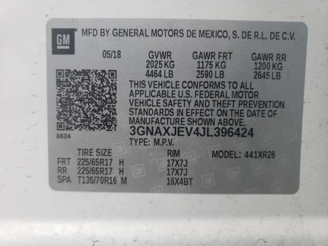 Photo 9 VIN: 3GNAXJEV4JL396424 - CHEVROLET EQUINOX LT 