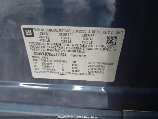 Photo 8 VIN: 3GNAXJEV5JL111374 - CHEVROLET EQUINOX 