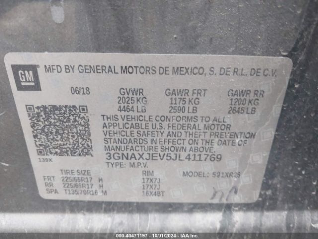 Photo 8 VIN: 3GNAXJEV5JL411769 - CHEVROLET EQUINOX 