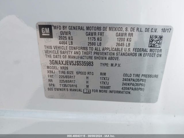 Photo 8 VIN: 3GNAXJEV5JS535983 - CHEVROLET EQUINOX 