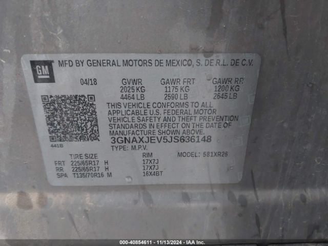 Photo 8 VIN: 3GNAXJEV5JS636148 - CHEVROLET EQUINOX 