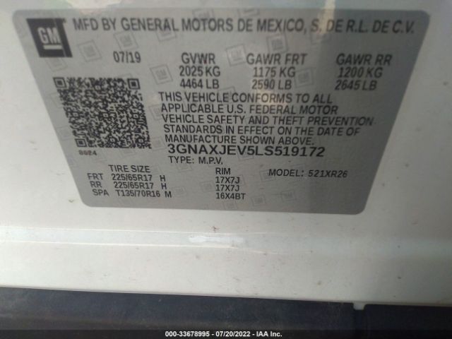 Photo 8 VIN: 3GNAXJEV5LS519172 - CHEVROLET EQUINOX 