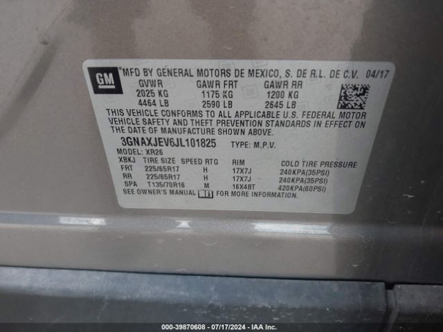 Photo 8 VIN: 3GNAXJEV6JL101825 - CHEVROLET EQUINOX 