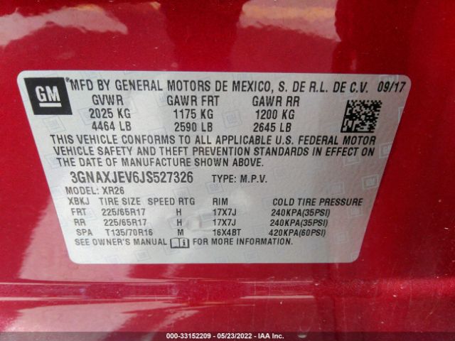 Photo 8 VIN: 3GNAXJEV6JS527326 - CHEVROLET EQUINOX 