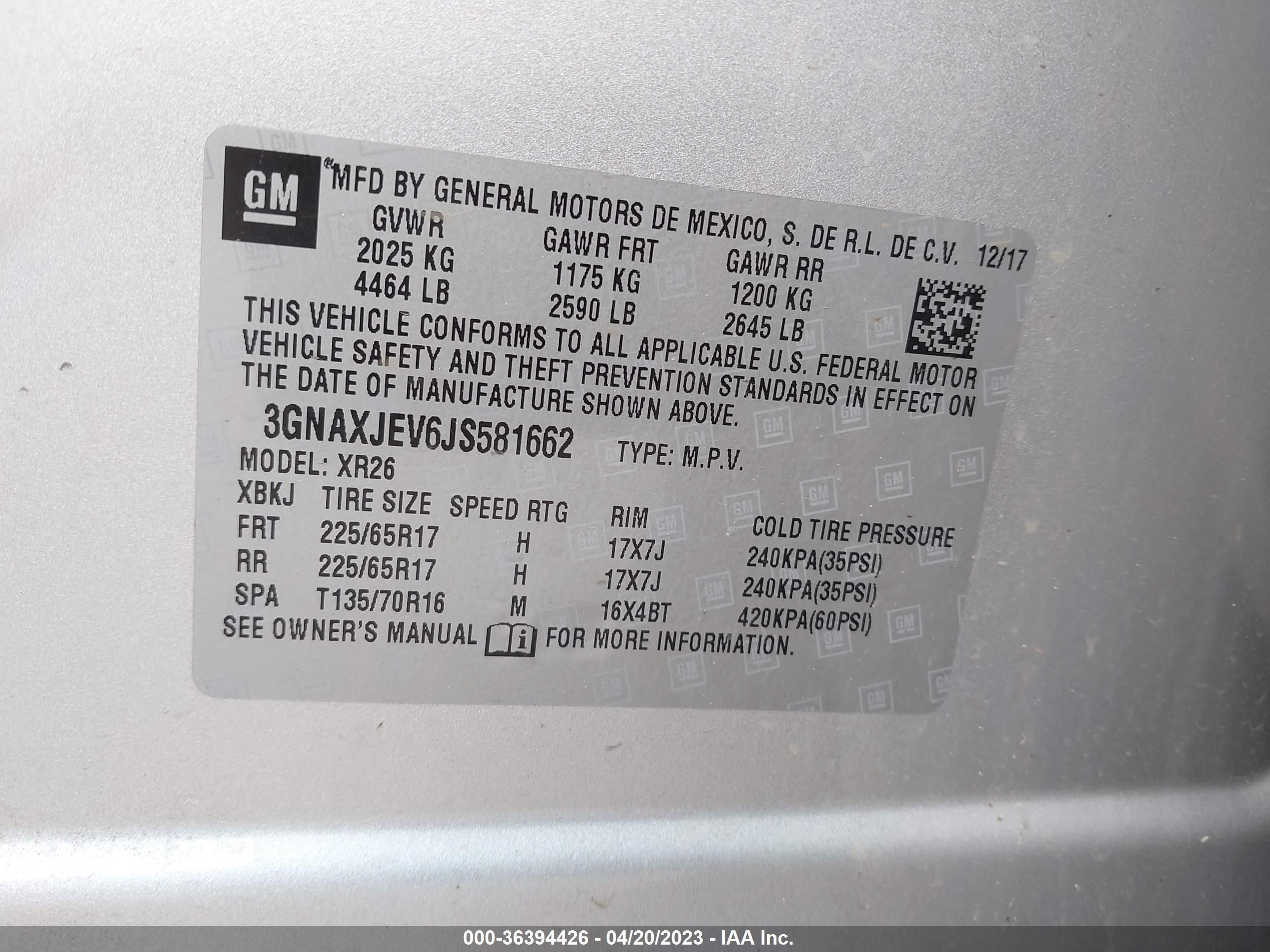 Photo 8 VIN: 3GNAXJEV6JS581662 - CHEVROLET EQUINOX 