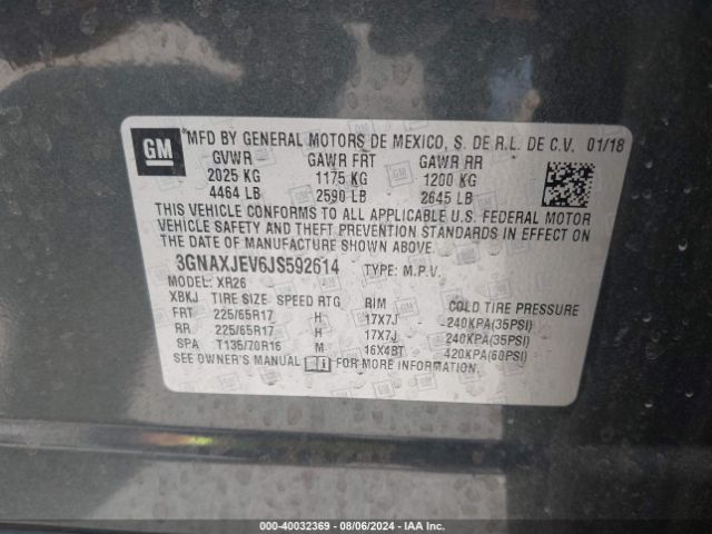 Photo 8 VIN: 3GNAXJEV6JS592614 - CHEVROLET EQUINOX 