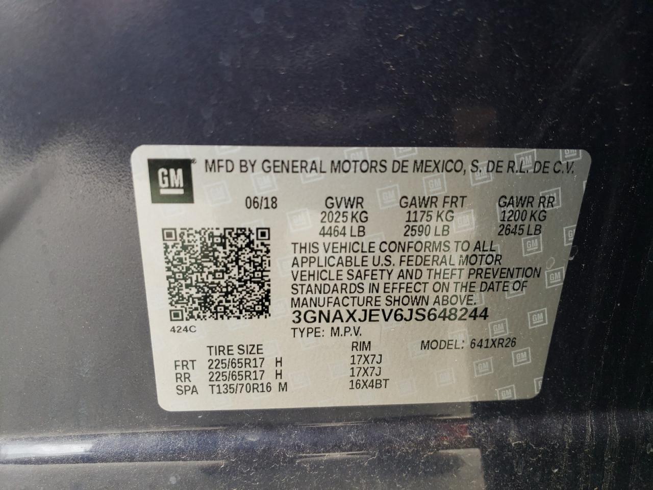 Photo 12 VIN: 3GNAXJEV6JS648244 - CHEVROLET EQUINOX 