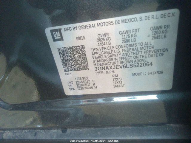 Photo 8 VIN: 3GNAXJEV6LS522064 - CHEVROLET EQUINOX 