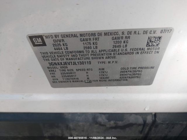 Photo 8 VIN: 3GNAXJEV7JL130119 - CHEVROLET EQUINOX 