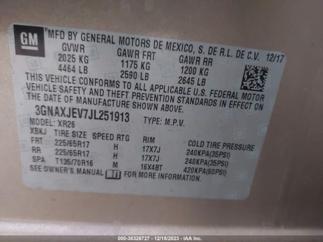 Photo 8 VIN: 3GNAXJEV7JL251913 - CHEVROLET EQUINOX 