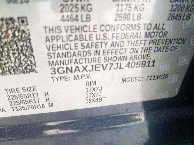 Photo 9 VIN: 3GNAXJEV7JL405911 - CHEVROLET EQUINOX LT 