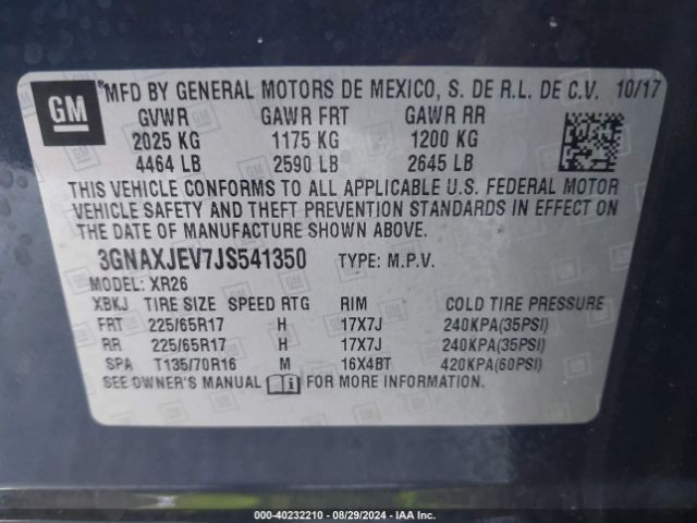 Photo 8 VIN: 3GNAXJEV7JS541350 - CHEVROLET EQUINOX 