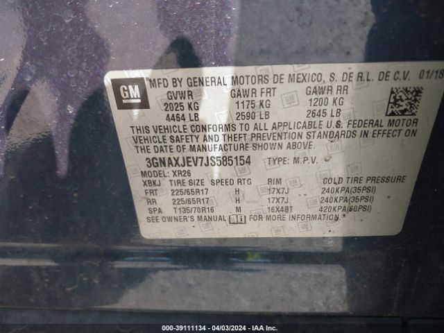 Photo 8 VIN: 3GNAXJEV7JS585154 - CHEVROLET EQUINOX 