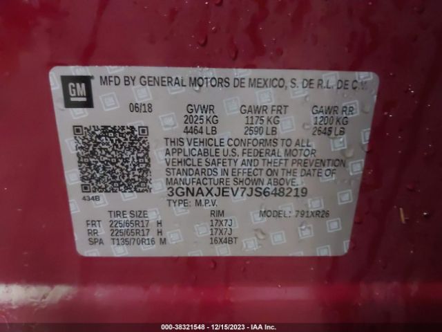 Photo 8 VIN: 3GNAXJEV7JS648219 - CHEVROLET EQUINOX 