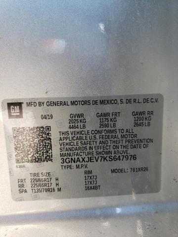 Photo 12 VIN: 3GNAXJEV7KS647976 - CHEVROLET EQUINOX 