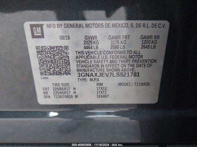 Photo 8 VIN: 3GNAXJEV7LS521781 - CHEVROLET EQUINOX 