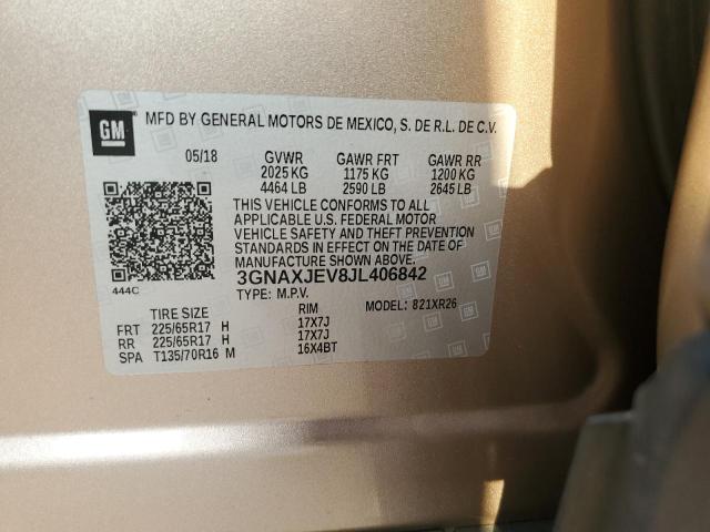 Photo 9 VIN: 3GNAXJEV8JL406842 - CHEVROLET EQUINOX LT 