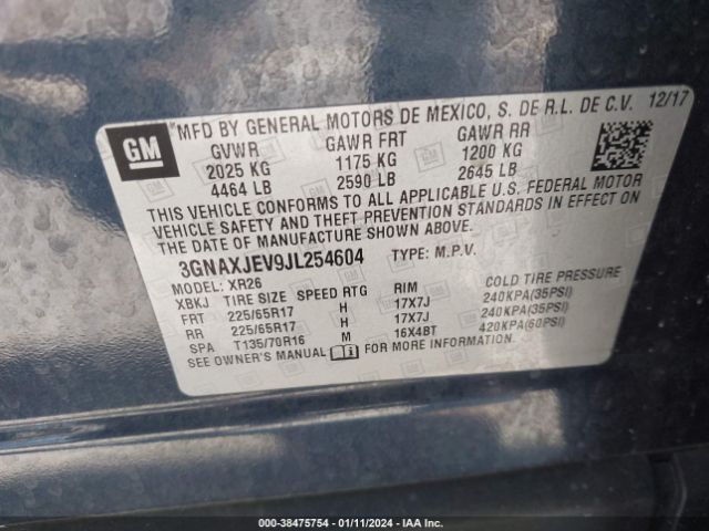 Photo 8 VIN: 3GNAXJEV9JL254604 - CHEVROLET EQUINOX 