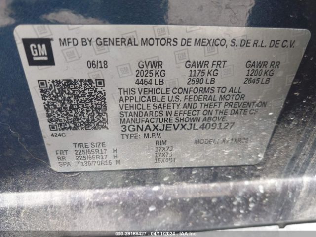 Photo 8 VIN: 3GNAXJEVXJL409127 - CHEVROLET EQUINOX 