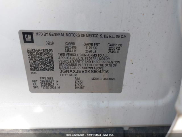 Photo 8 VIN: 3GNAXJEVXKS604216 - CHEVROLET EQUINOX 