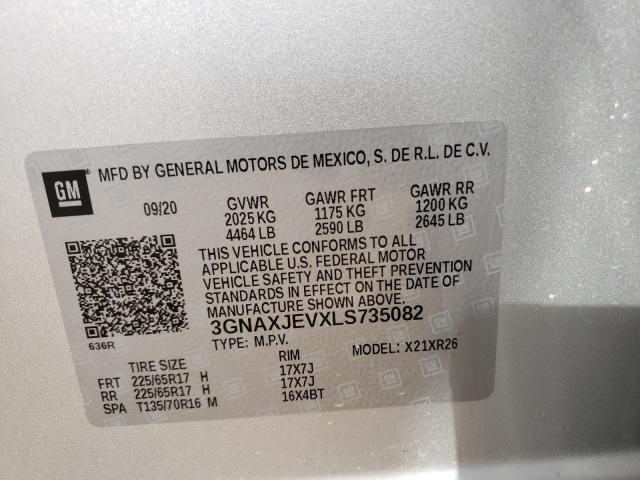 Photo 9 VIN: 3GNAXJEVXLS735082 - CHEVROLET EQUINOX LT 