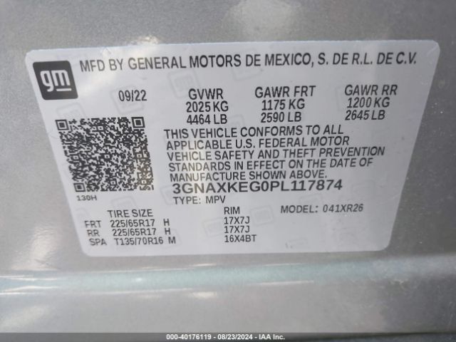 Photo 8 VIN: 3GNAXKEG0PL117874 - CHEVROLET EQUINOX 