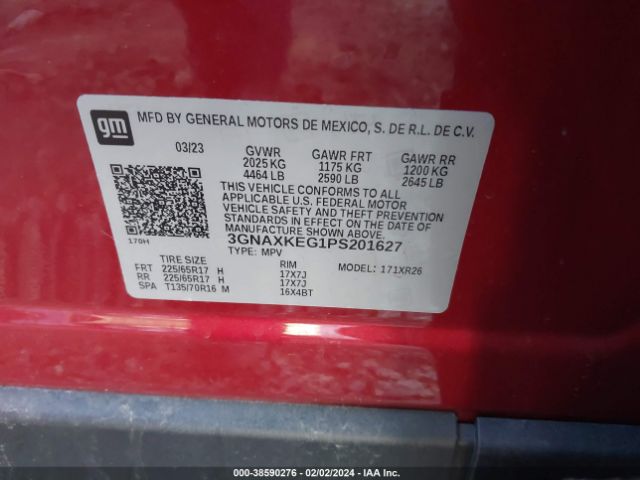 Photo 8 VIN: 3GNAXKEG1PS201627 - CHEVROLET EQUINOX 