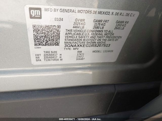 Photo 8 VIN: 3GNAXKEG1RS207513 - CHEVROLET EQUINOX 