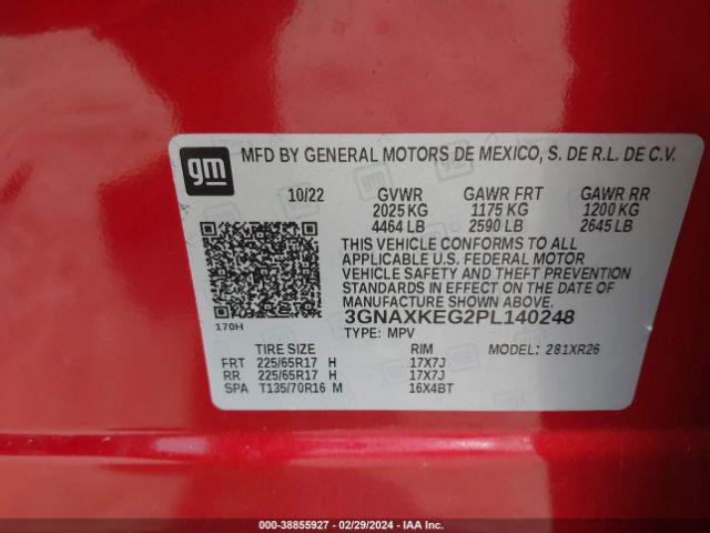 Photo 8 VIN: 3GNAXKEG2PL140248 - CHEVROLET EQUINOX 