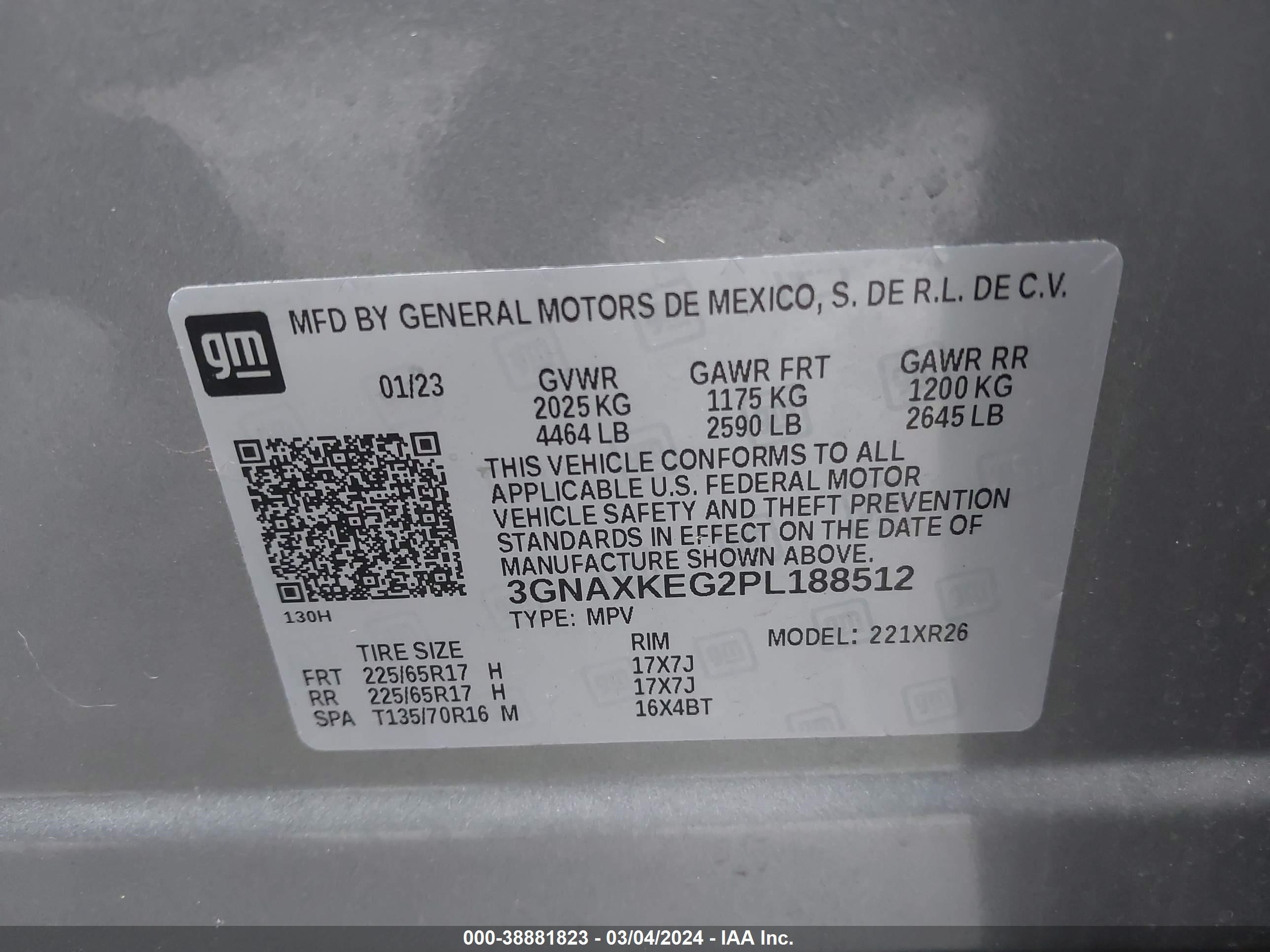 Photo 8 VIN: 3GNAXKEG2PL188512 - CHEVROLET EQUINOX 