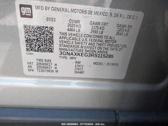 Photo 8 VIN: 3GNAXKEG3RS115285 - CHEVROLET EQUINOX 