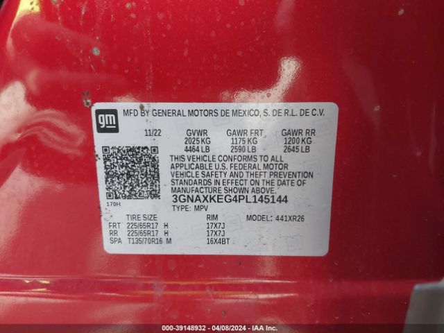 Photo 8 VIN: 3GNAXKEG4PL145144 - CHEVROLET EQUINOX 