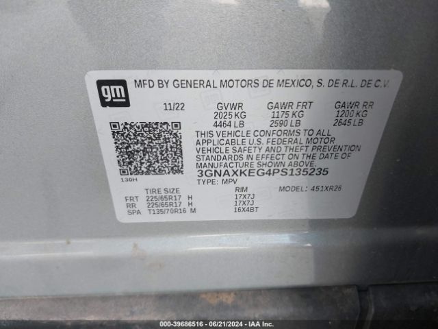 Photo 8 VIN: 3GNAXKEG4PS135235 - CHEVROLET EQUINOX 