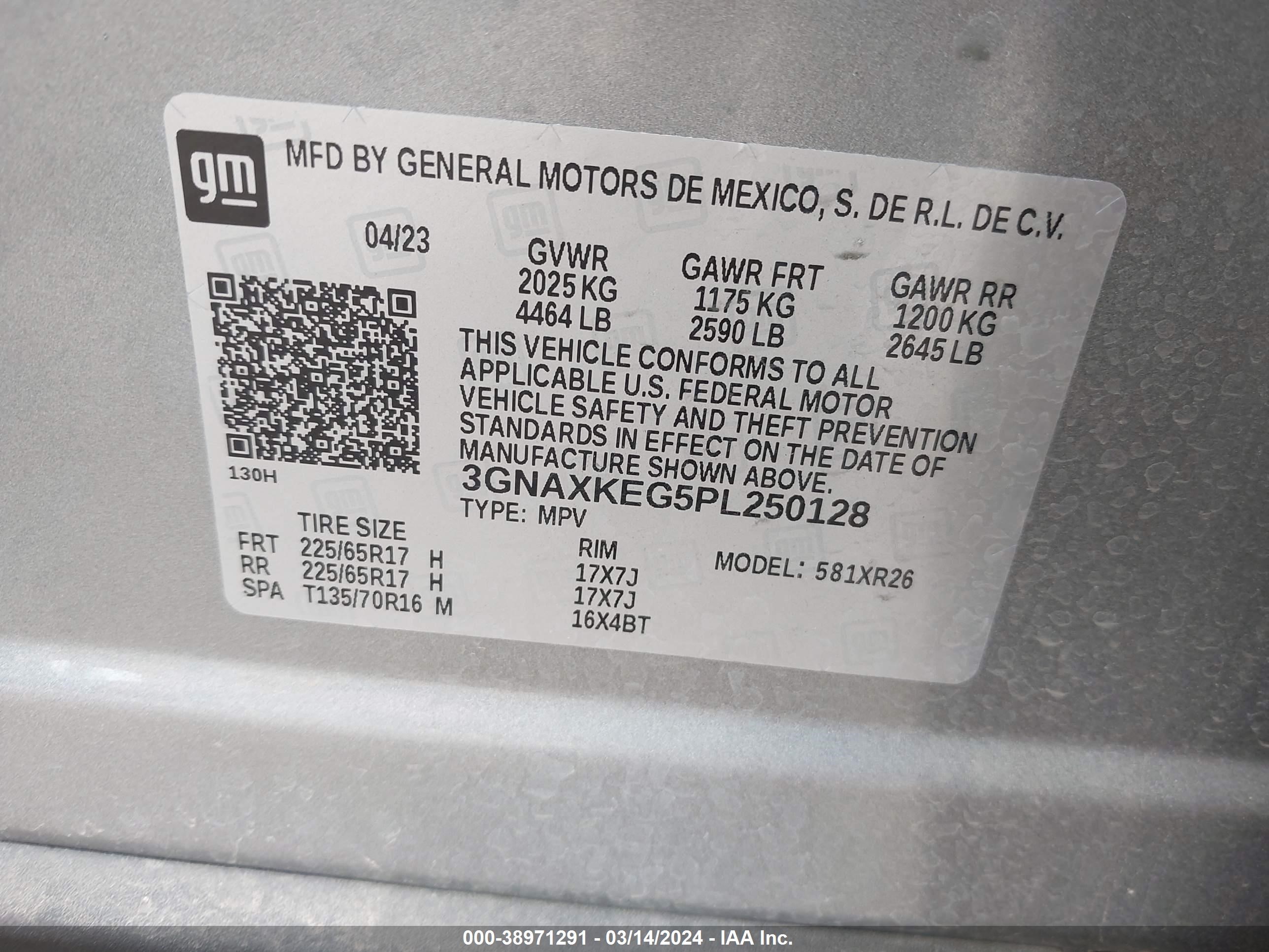 Photo 8 VIN: 3GNAXKEG5PL250128 - CHEVROLET EQUINOX 