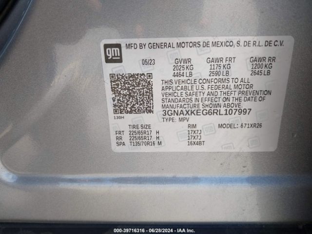 Photo 8 VIN: 3GNAXKEG6RL107997 - CHEVROLET EQUINOX 