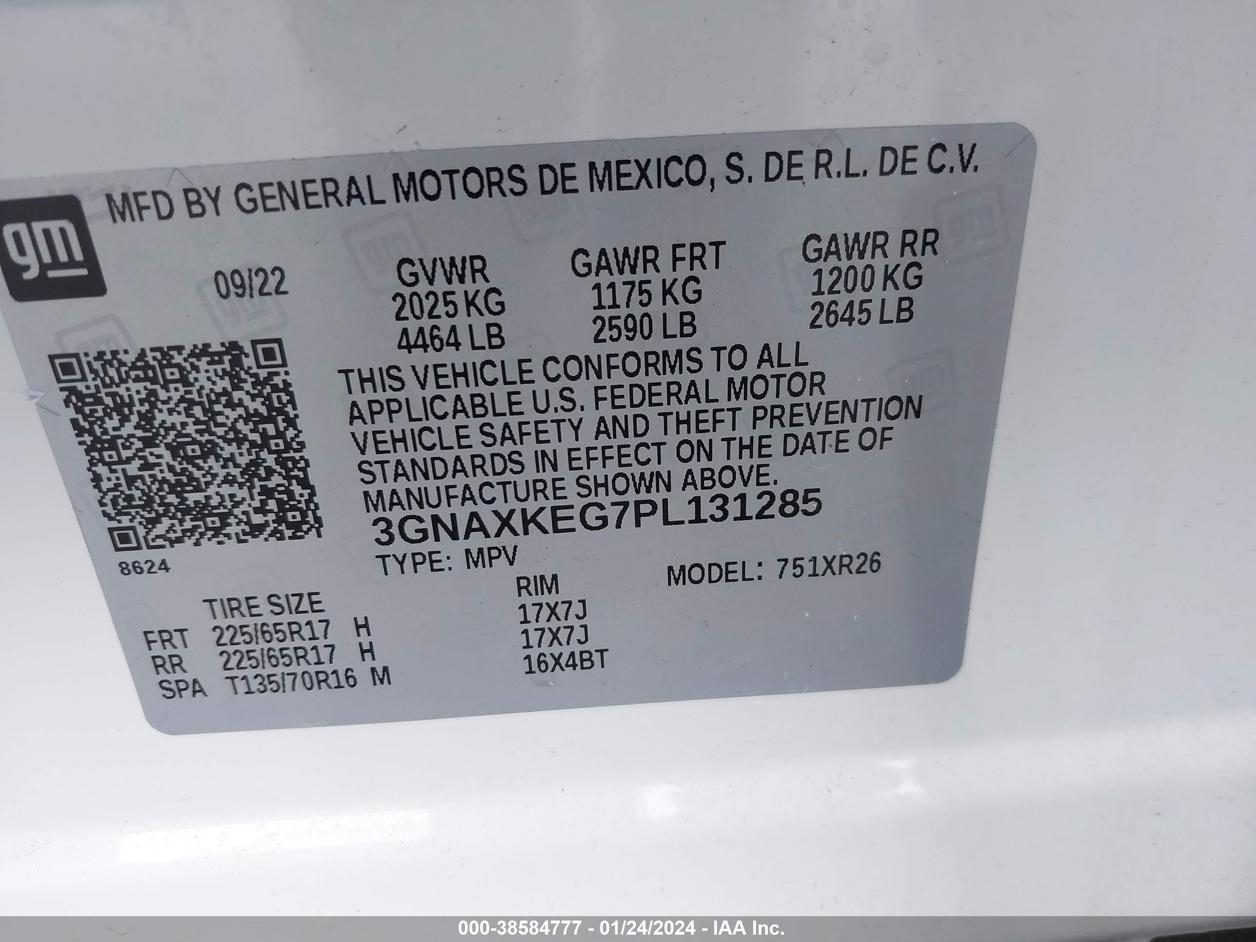 Photo 8 VIN: 3GNAXKEG7PL131285 - CHEVROLET EQUINOX 