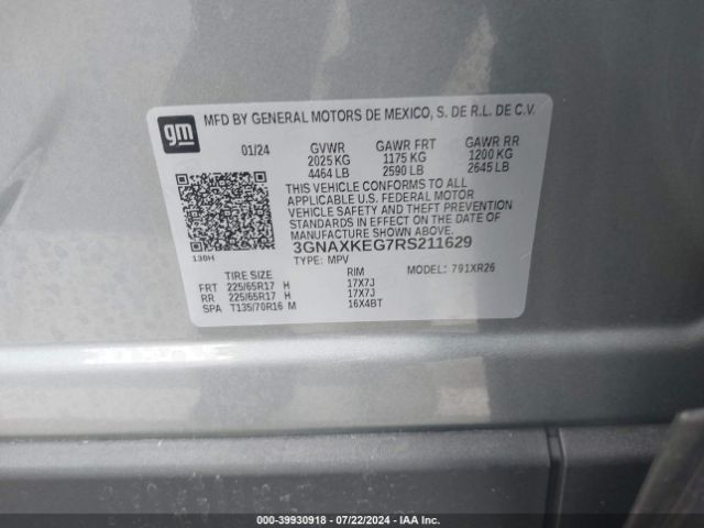 Photo 8 VIN: 3GNAXKEG7RS211629 - CHEVROLET EQUINOX 