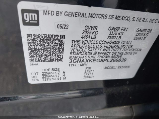 Photo 8 VIN: 3GNAXKEG8PL266839 - CHEVROLET EQUINOX 